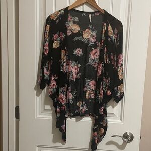 Floral Black Light Weight Cardigan